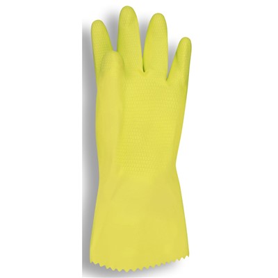 Yellow Flock Lined Latex Glove, Scallope