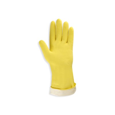 Yel Flock Lined Latex Glove Rolled Cuff