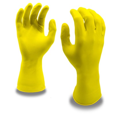 Latex Glove Yellow Flocked 12" 16mil sz8