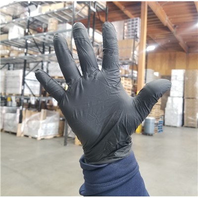 Nitrile Gloves, PF, Black, XL