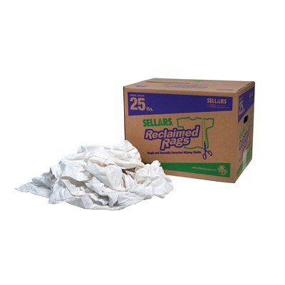 Reclaimed Rags - Pure White, 25lb/bx
