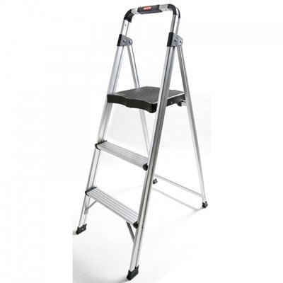 3 Step Aluminum Step Stool Ladder, 225lb