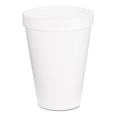 Foam Drink Cups, 12oz, White, 1000/Carto