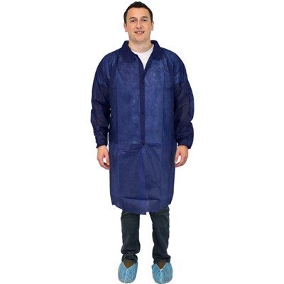 Blue Polypro Lab Coat, Elastic Wrists
