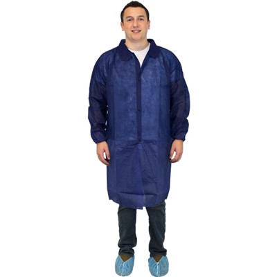 Blue Polypro Lab Coat, Elastic Wrists, N
