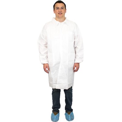 3 Pock White Lab Coat Elastic Wrists XL