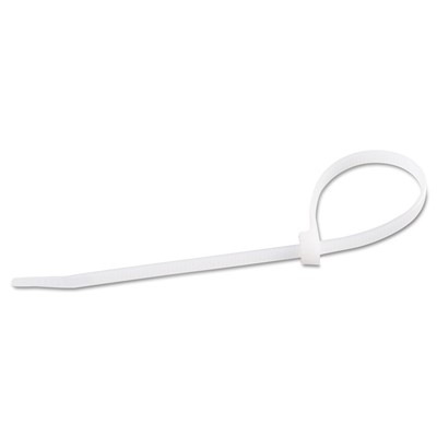 Cable Ties, 8", 75 lb, White, 100/Pack