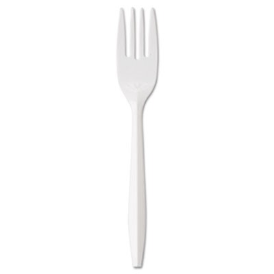 Medium-Weight Plastic Fork, White, 1000