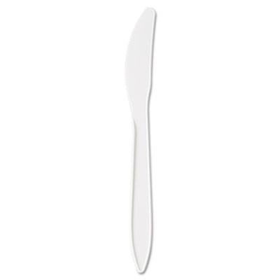 Medium-Weight Plastic Knife, White, 1000