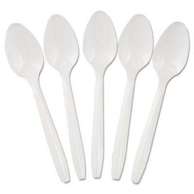 Medium-Weight Plastic Spoon, White, 1000