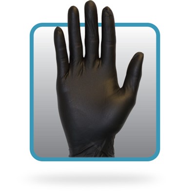 Black Nitrile Powder Free Gloves, 4 mil,