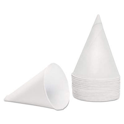 Rolled Rim, Poly Bagged Paper Cone Cups,