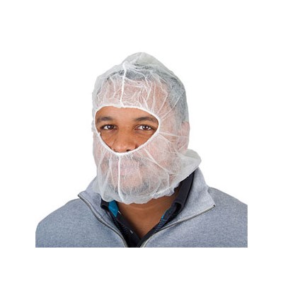 Poly Hood,Covers Entire Head, White 1000