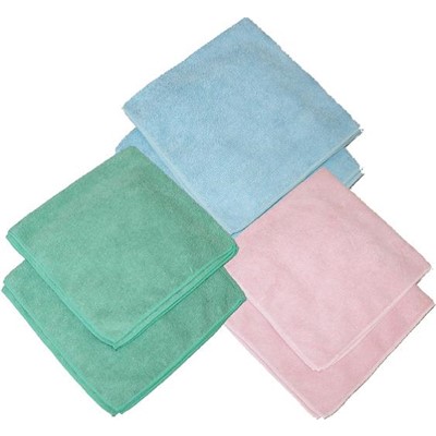 Microfiber Terry Towels Green 12/pk