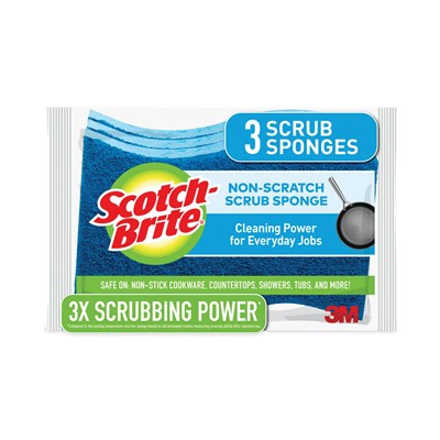 Non-Scratch Scrub Sponge, Blue, 3/pack