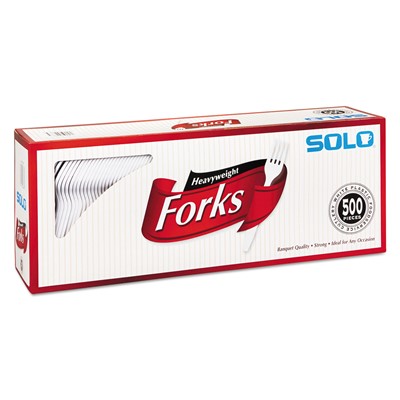 Solo Heavyweight Plastic Forks, White, 5