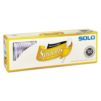 Solo Heavyweight Plastic Spoons, White, 