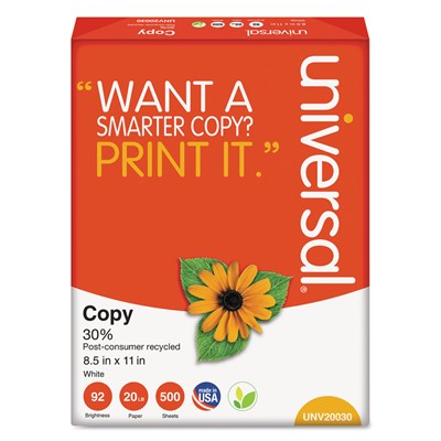 30% Recycled Copy Paper, 92 Bright, 20lb