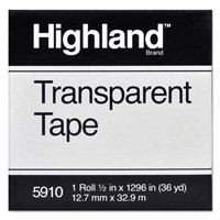 Transparent Tape, 1/2" x 1296", 1" Core,